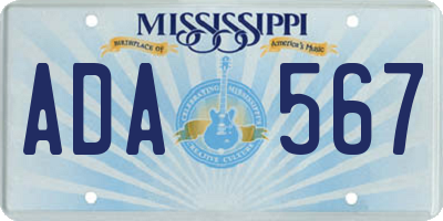 MS license plate ADA567