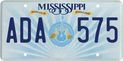 MS license plate ADA575