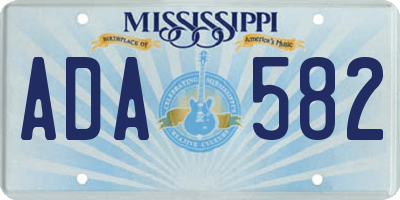 MS license plate ADA582