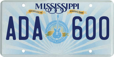 MS license plate ADA600