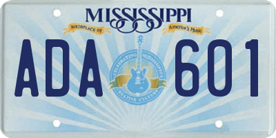 MS license plate ADA601