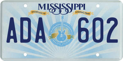 MS license plate ADA602
