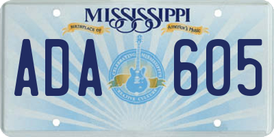 MS license plate ADA605