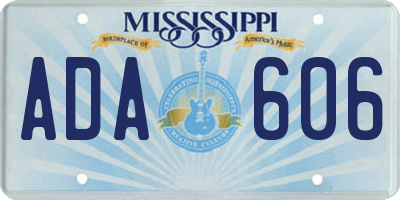MS license plate ADA606