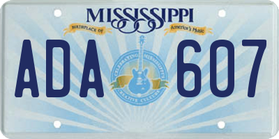 MS license plate ADA607