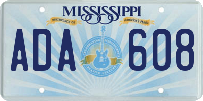 MS license plate ADA608