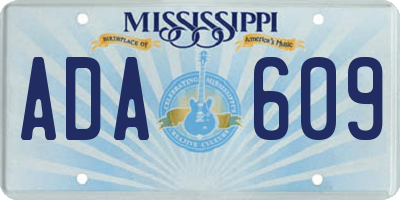 MS license plate ADA609