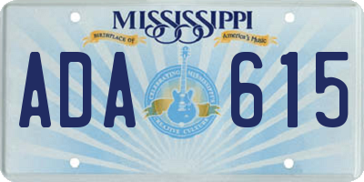 MS license plate ADA615