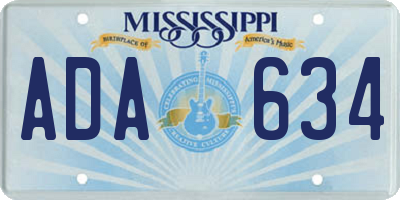 MS license plate ADA634