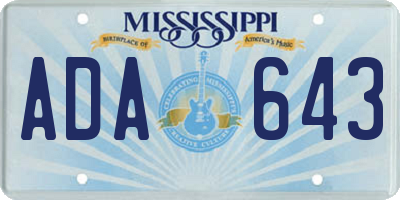 MS license plate ADA643