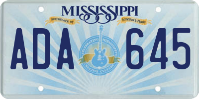 MS license plate ADA645