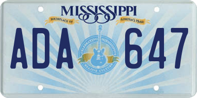 MS license plate ADA647
