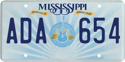 MS license plate ADA654