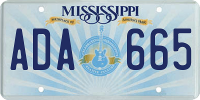 MS license plate ADA665