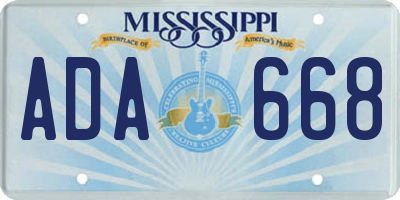 MS license plate ADA668