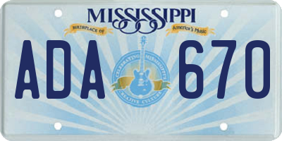 MS license plate ADA670
