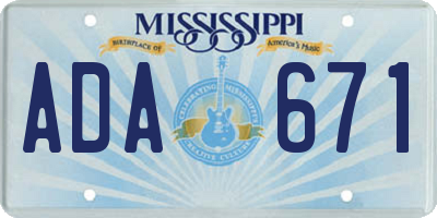 MS license plate ADA671