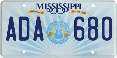 MS license plate ADA680