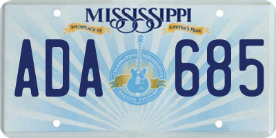 MS license plate ADA685