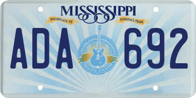 MS license plate ADA692
