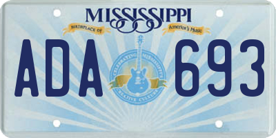 MS license plate ADA693