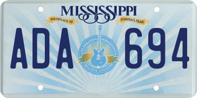 MS license plate ADA694
