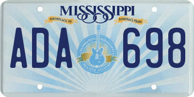 MS license plate ADA698