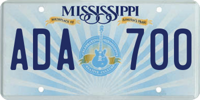 MS license plate ADA700