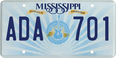 MS license plate ADA701