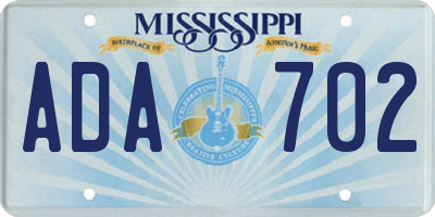 MS license plate ADA702