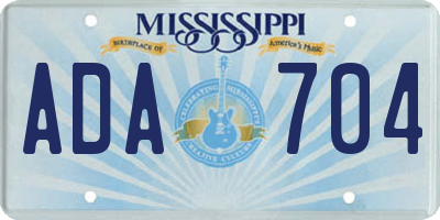 MS license plate ADA704