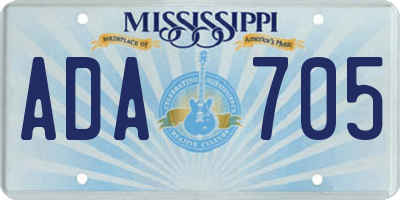 MS license plate ADA705