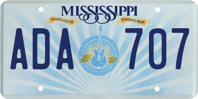 MS license plate ADA707