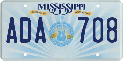 MS license plate ADA708