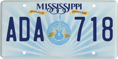 MS license plate ADA718