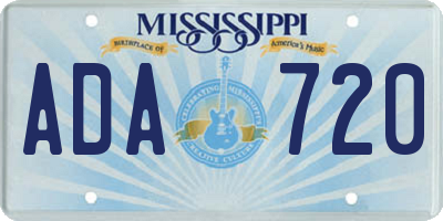 MS license plate ADA720