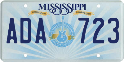 MS license plate ADA723