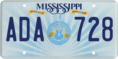 MS license plate ADA728