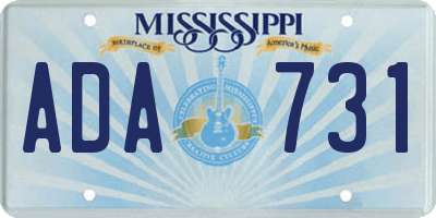 MS license plate ADA731