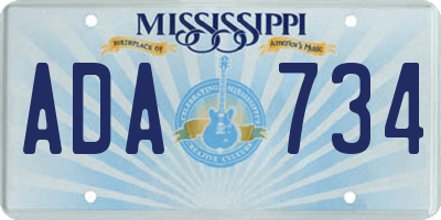 MS license plate ADA734