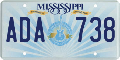 MS license plate ADA738