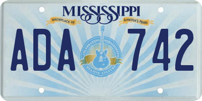 MS license plate ADA742