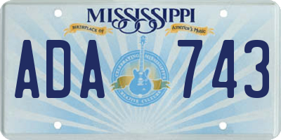 MS license plate ADA743