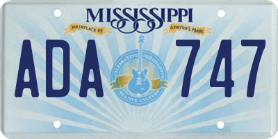 MS license plate ADA747