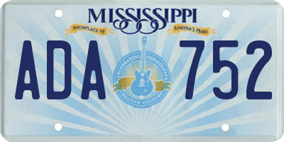 MS license plate ADA752