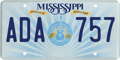 MS license plate ADA757