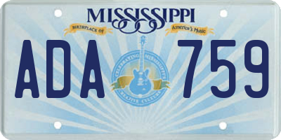 MS license plate ADA759