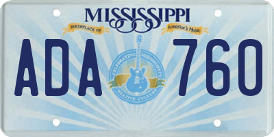 MS license plate ADA760