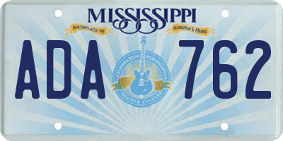 MS license plate ADA762