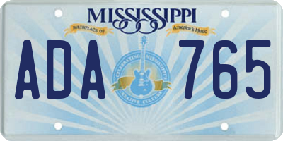 MS license plate ADA765